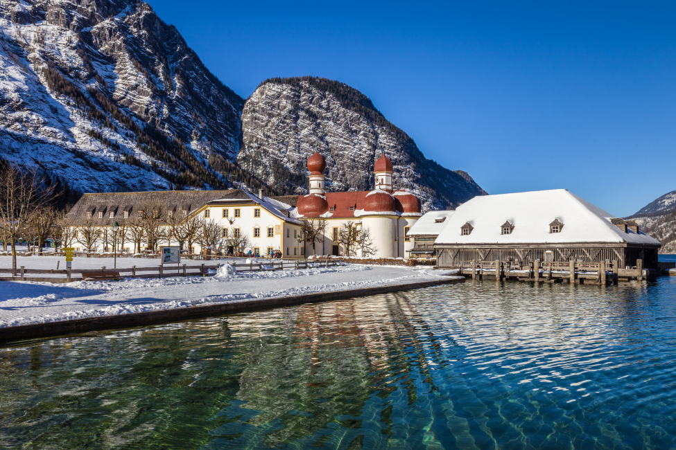 Wallfahrtskirche St. Bartholomä am Königssee, Oberbayern, Bayern, Deutschland